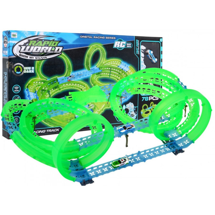 Veľká svietiaca autodráha s 2 autíčkami